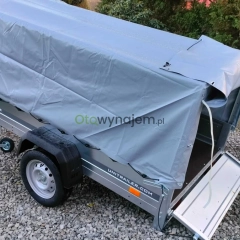 Wynajem przyczepa towarowa lekka z kiprem DMC 600kg Kiper Fjord Rental